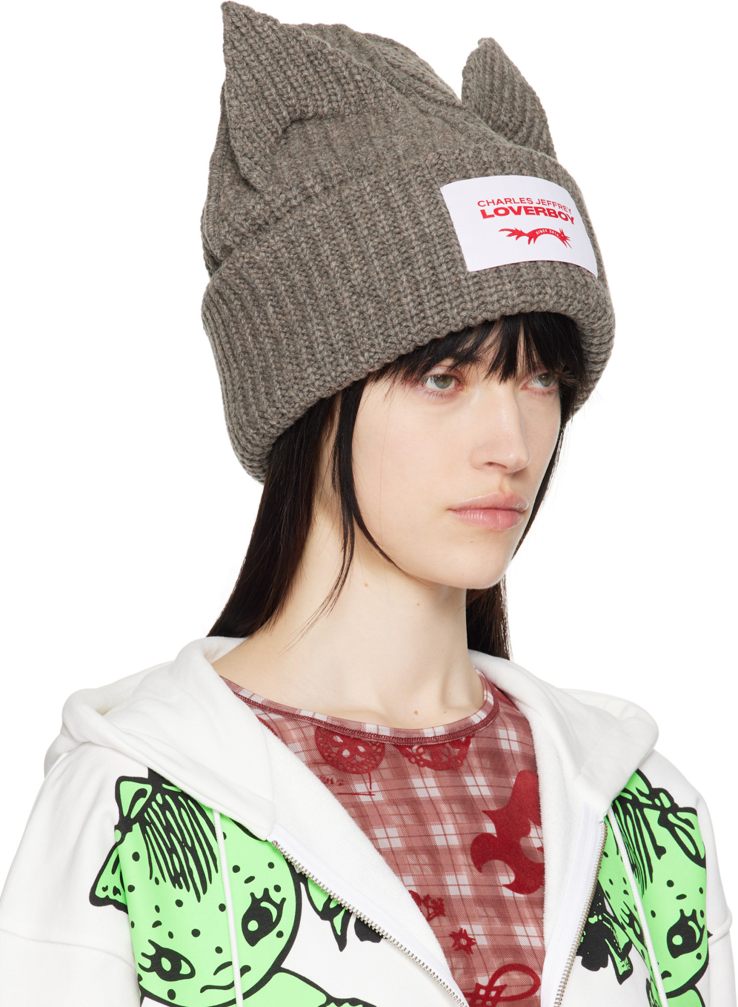Charles Jeffrrey Loverboy Supersized Chunky Ears Beanie In Grey