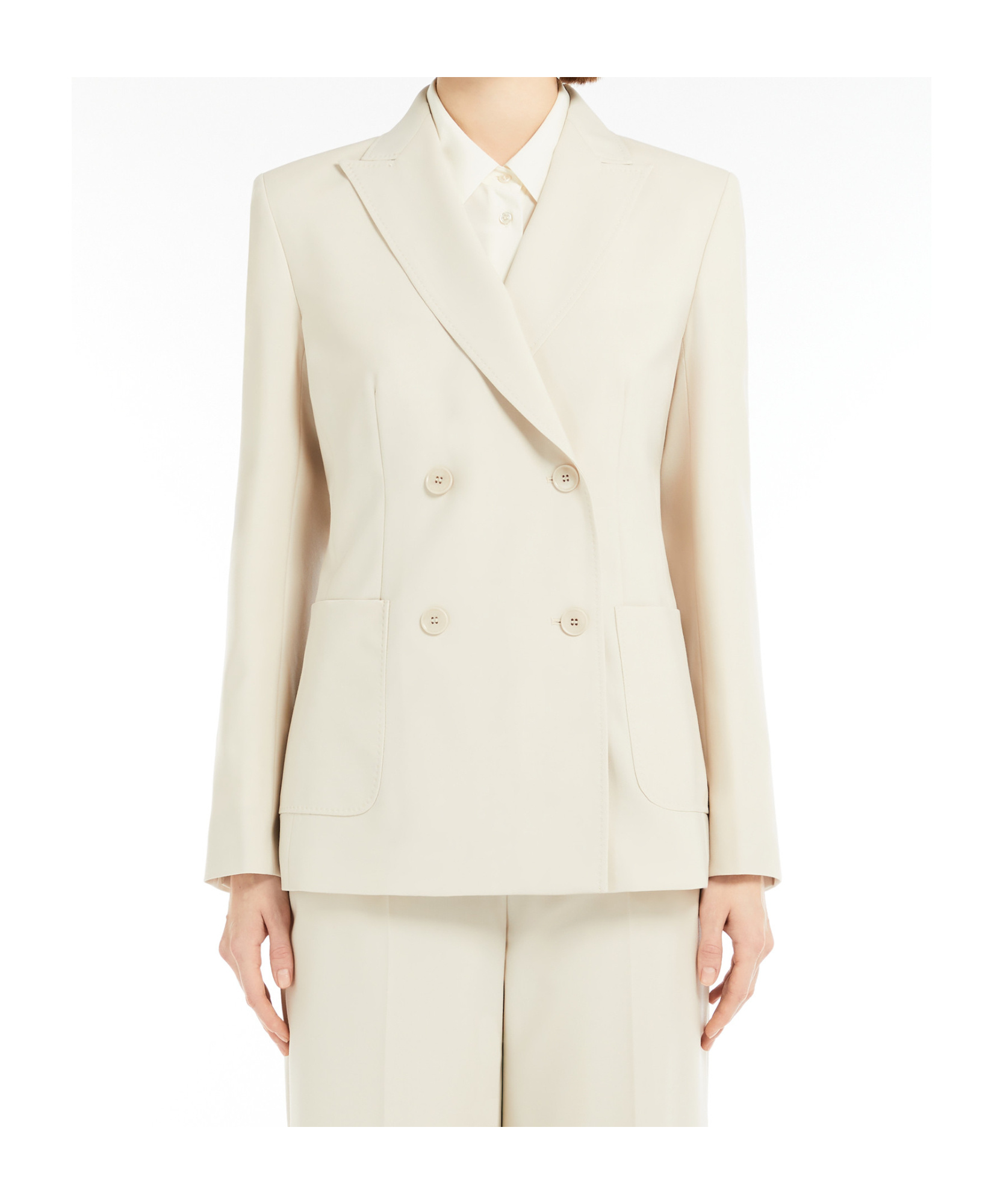 Weekend Max Mara Nervoso Sabbia Double-breasted Blazer In White