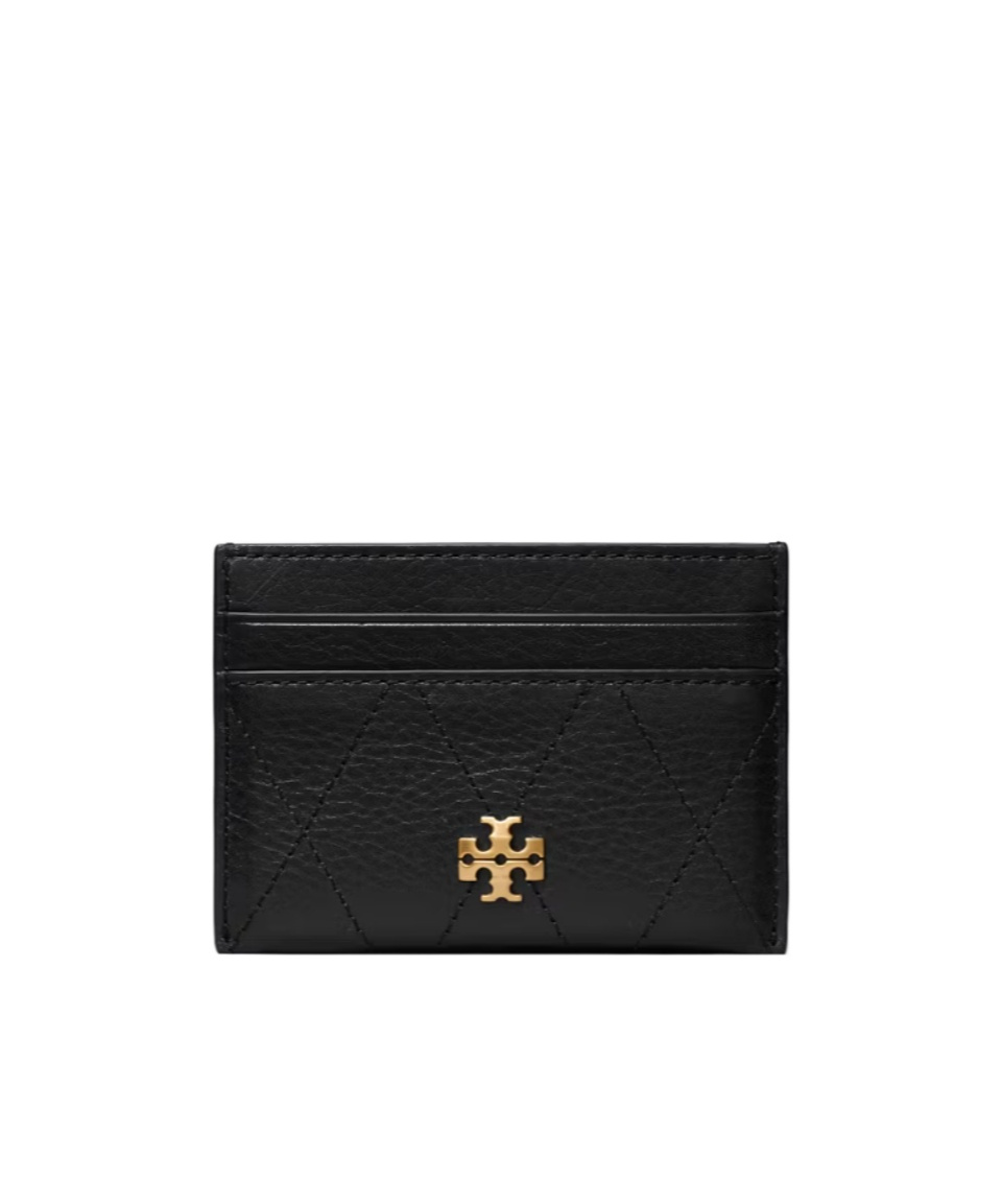 Tory Burch Charlie Quilted Card Case In Black