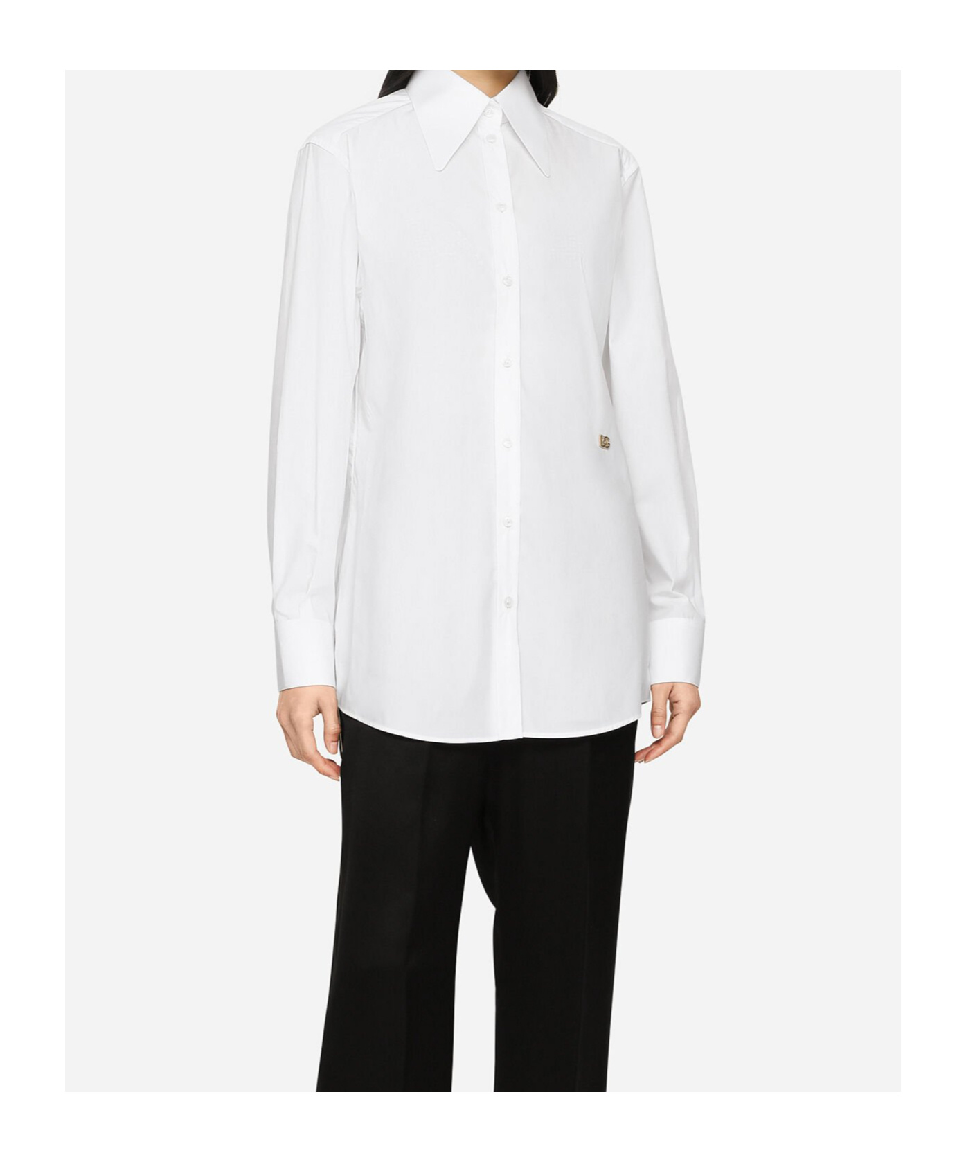 Dolce & Gabbana Cotton Poplin Longline Shirt In Brown