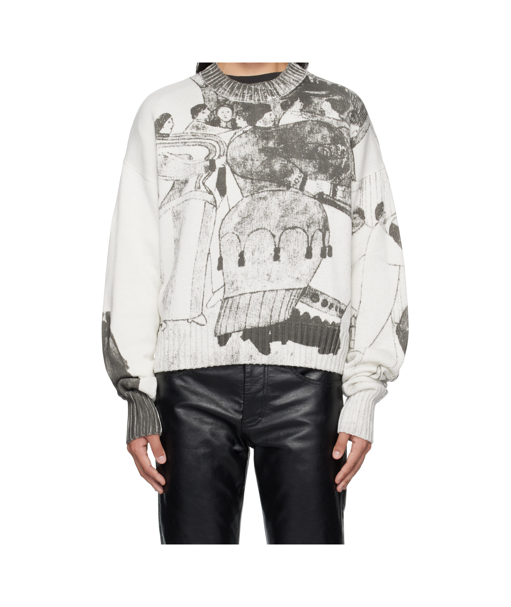 Enfants Riches Deprimes The Ballroom Dance Knitted Sweater In White