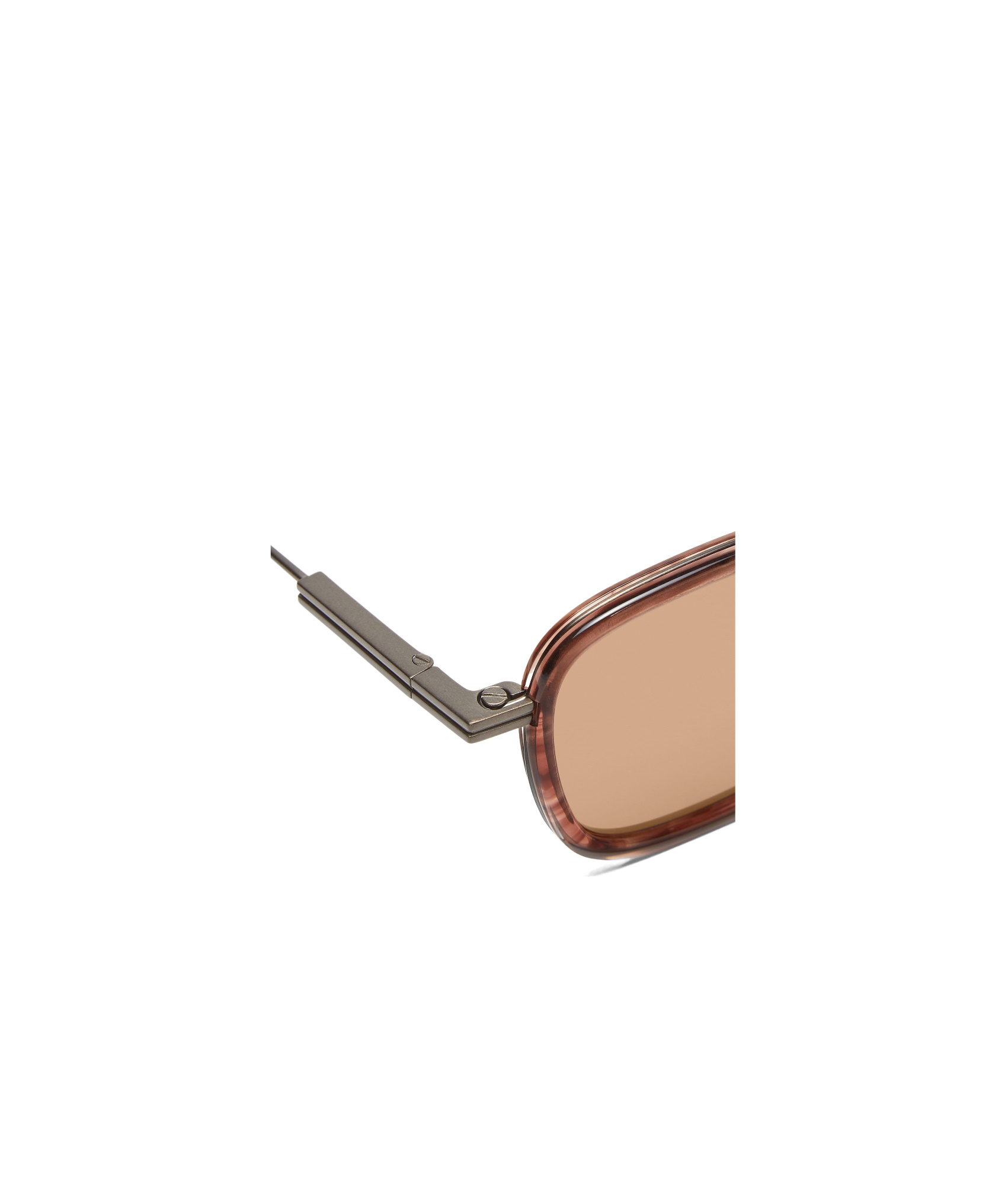 Zegna Striped Burgundy Havana Titanium And Acetate Sunglasses In Brown