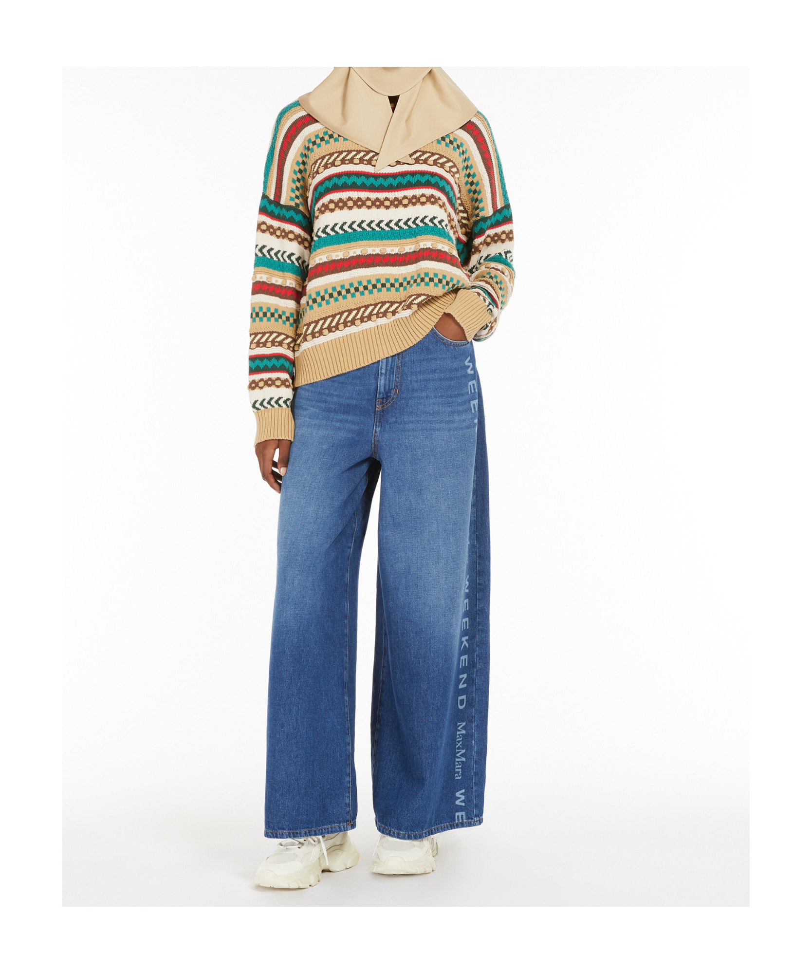 Weekend Max Mara Women's Novara - Cotton Jumper With Jacquard Design Sweater In Nude