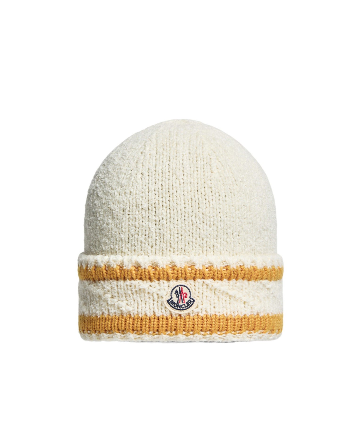 Moncler Striped Wool  Cotton Blend Beanie In White