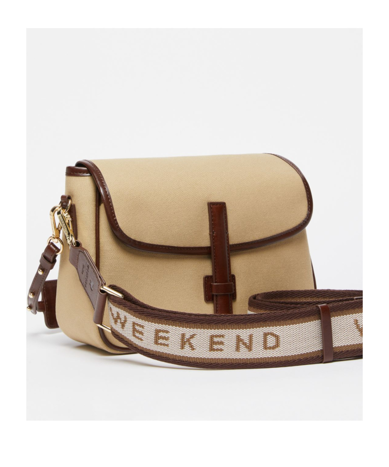 Shop Weekend Max Mara Canvas And Leather Shoulder Bag