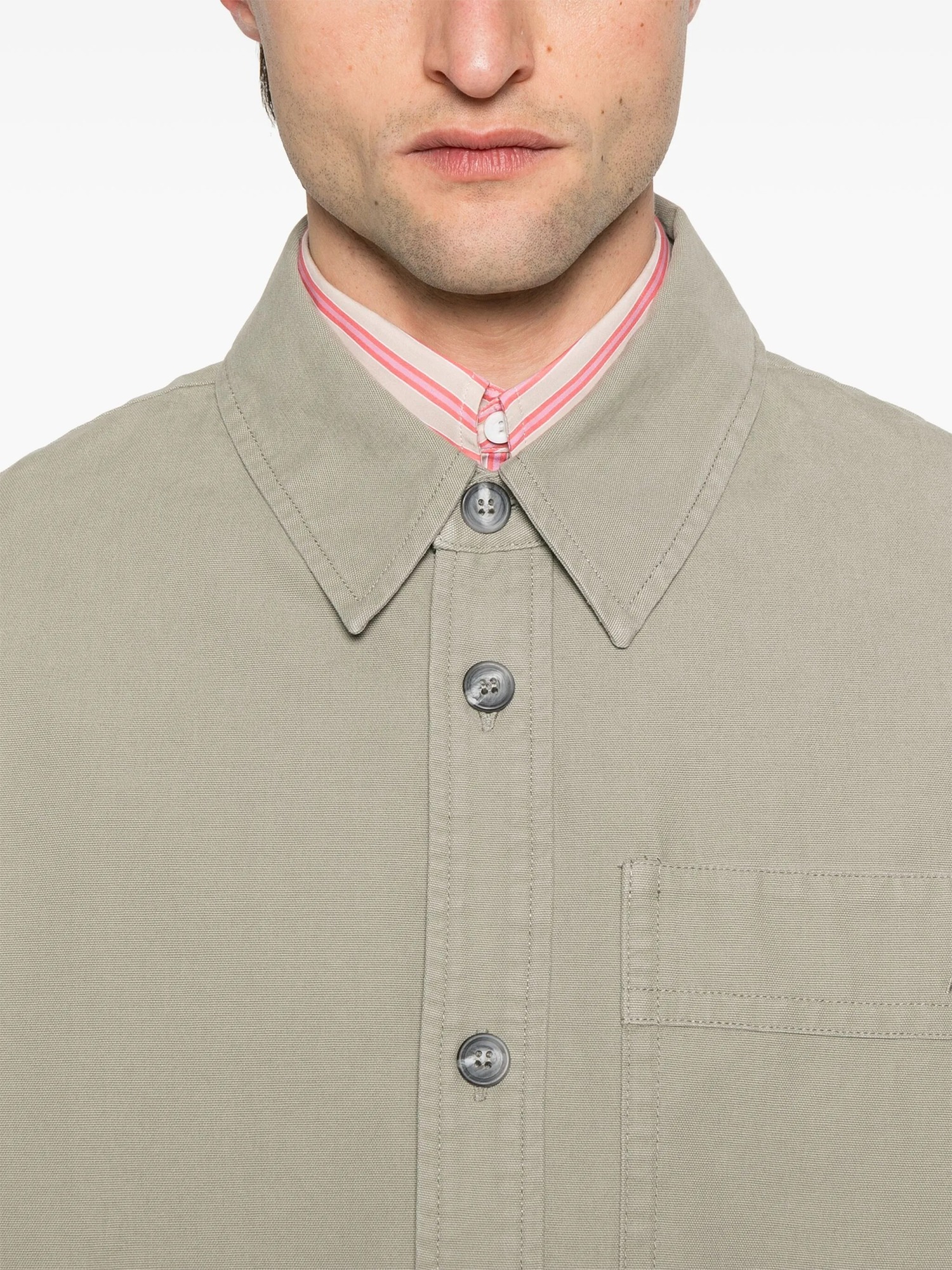 Apc A.p.c. Surchemise Basile Brodee Poitrine In Gray-green