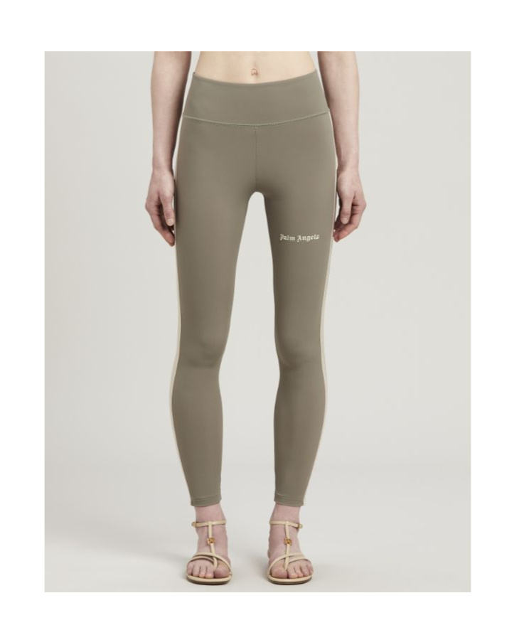 Shop Palm Angels Logo-print Stretch Leggings In Gray