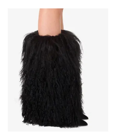 Paris Texas Plush Stiletto Boots In Black