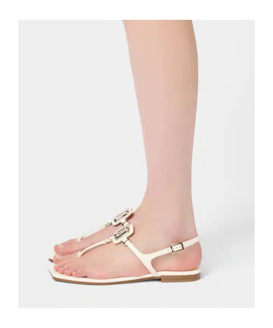 Roger Vivier Viv By The Sea Metallic T-strap Sandal In White