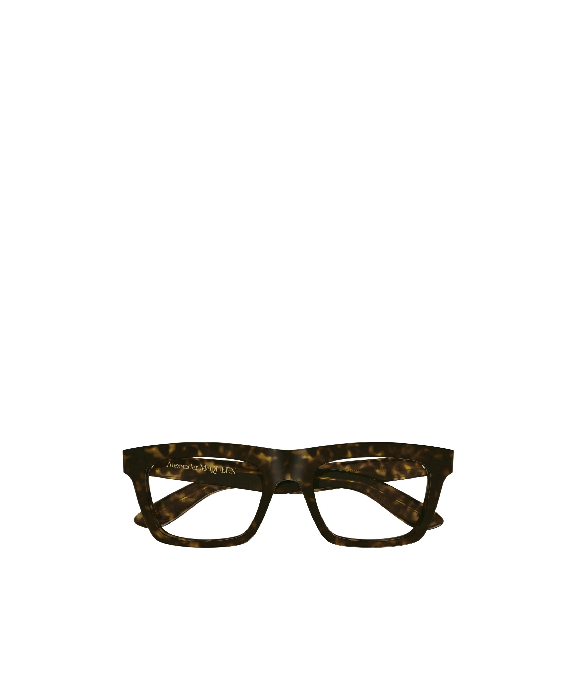 Alexander Mcqueen Logo-engraved Rectangle-frame Glasses In Black