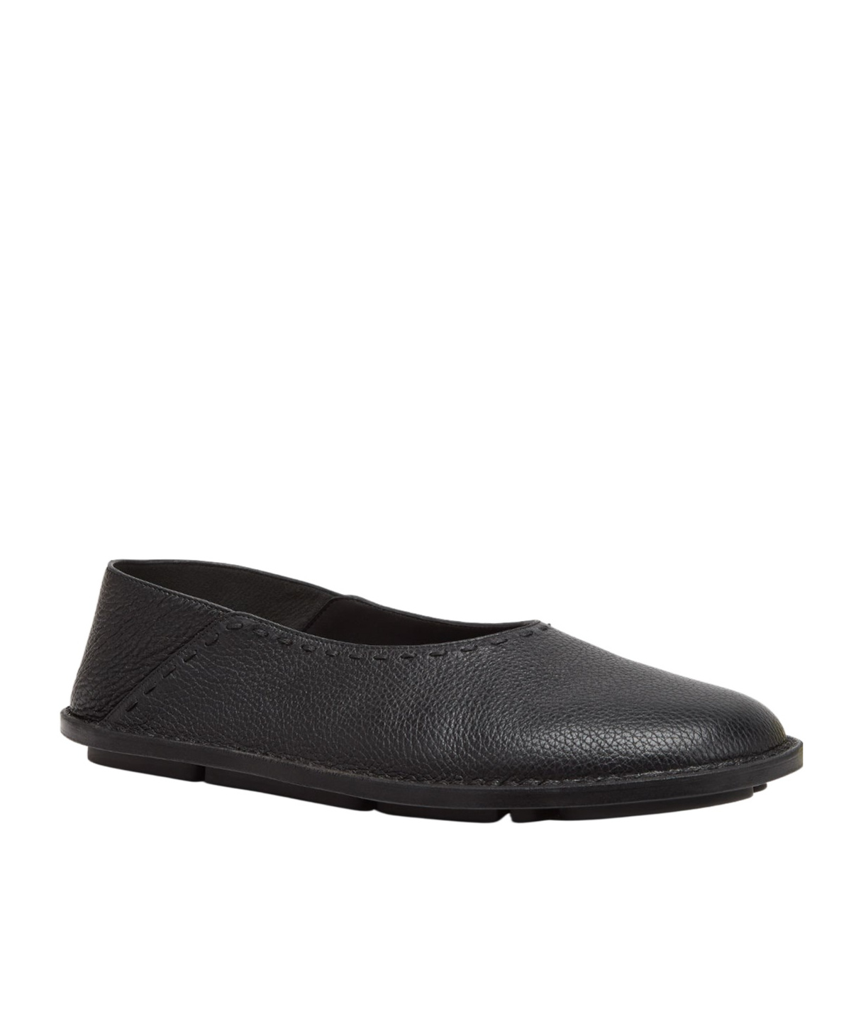 Fendi Slip-on Black Calf Leather Ballerinas In Black