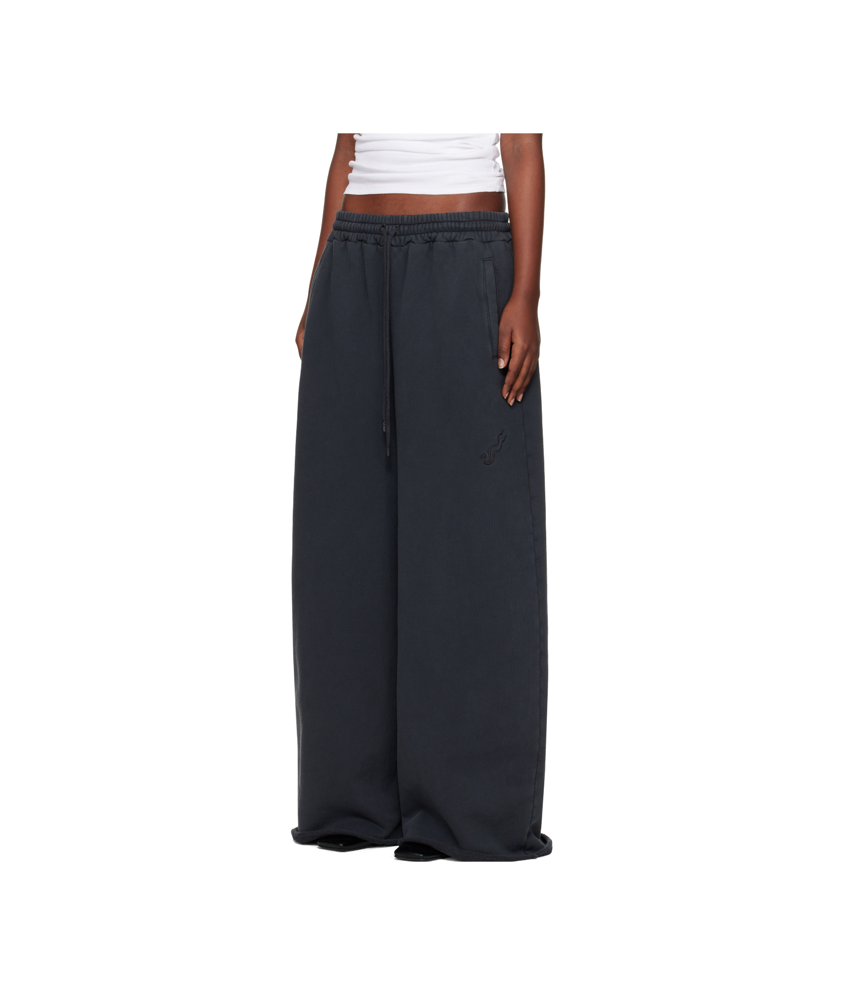 Lu'u Dan Black Raw-cut Bontan Sweatpants In Black