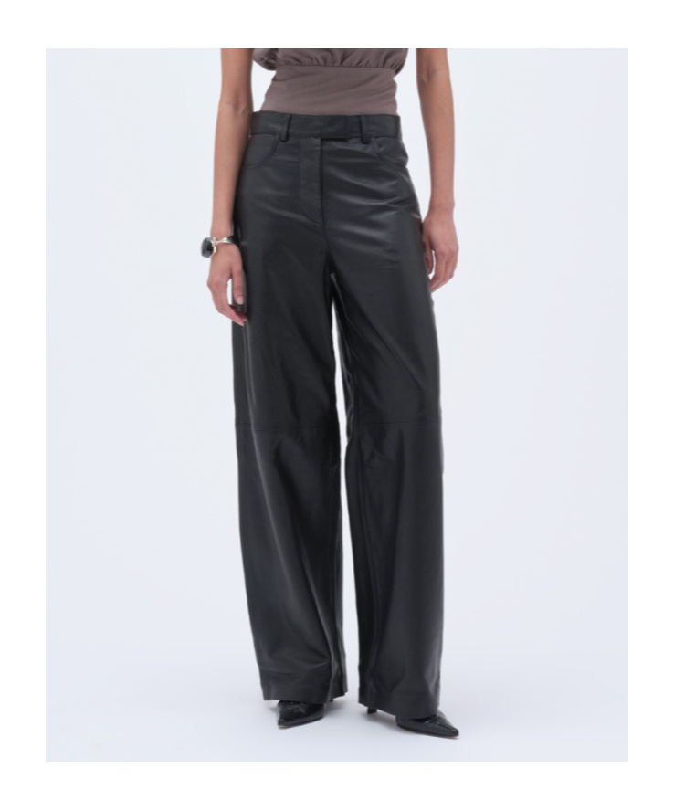 Remain Birger Christensen Cocoon Leather Trousers In Black