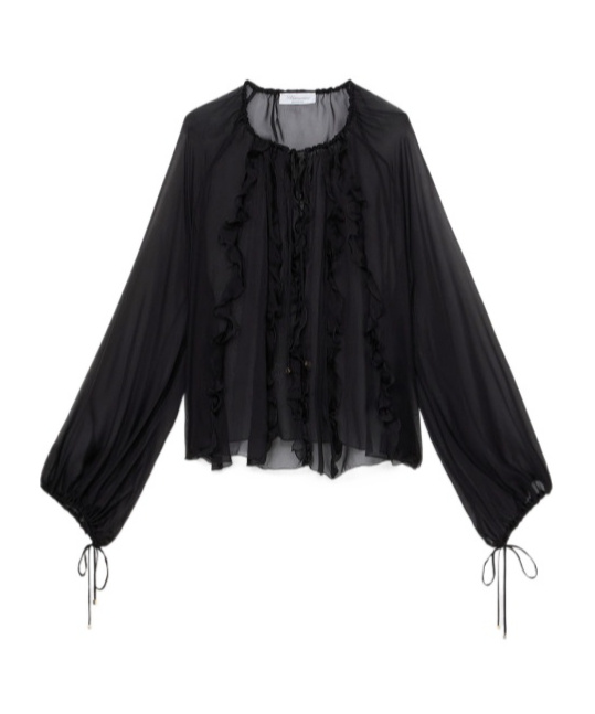 Blumarine Long-sleeved Blouse In Black