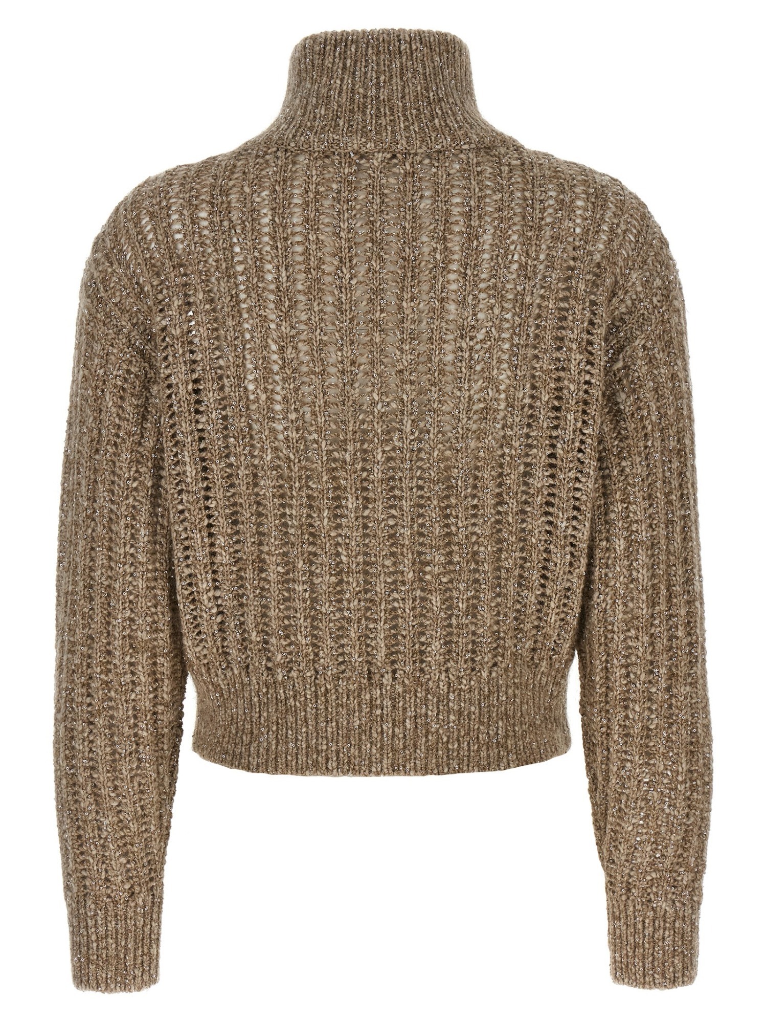 Brunello Cucinelli Rustic Dazzling Net Sweaters And Cardigans Beige
