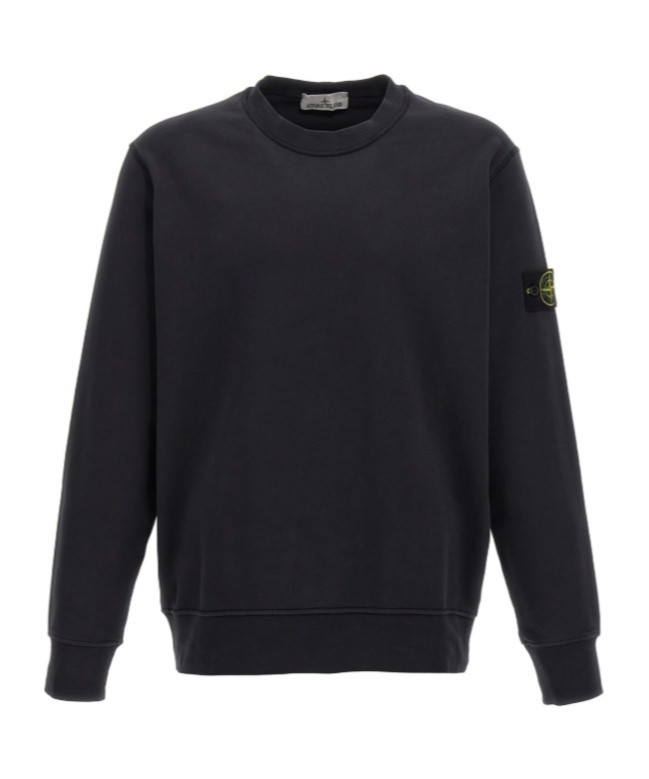 Stone Island Vanisé Brushed Heavy Cotton Sweatshirt In Black