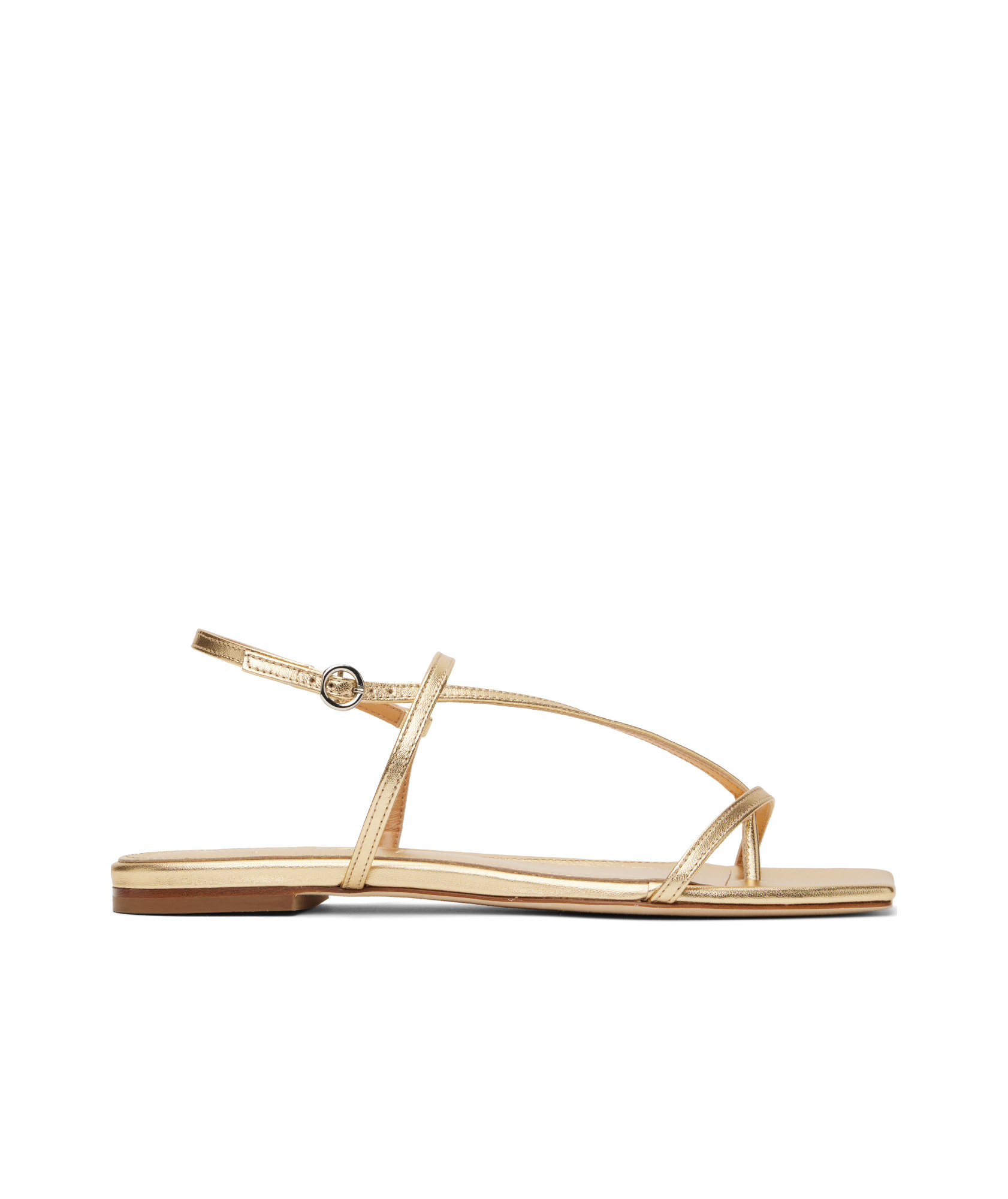 Aeyde Ella Nappa Leather Laminated Sandals Laminated Gold