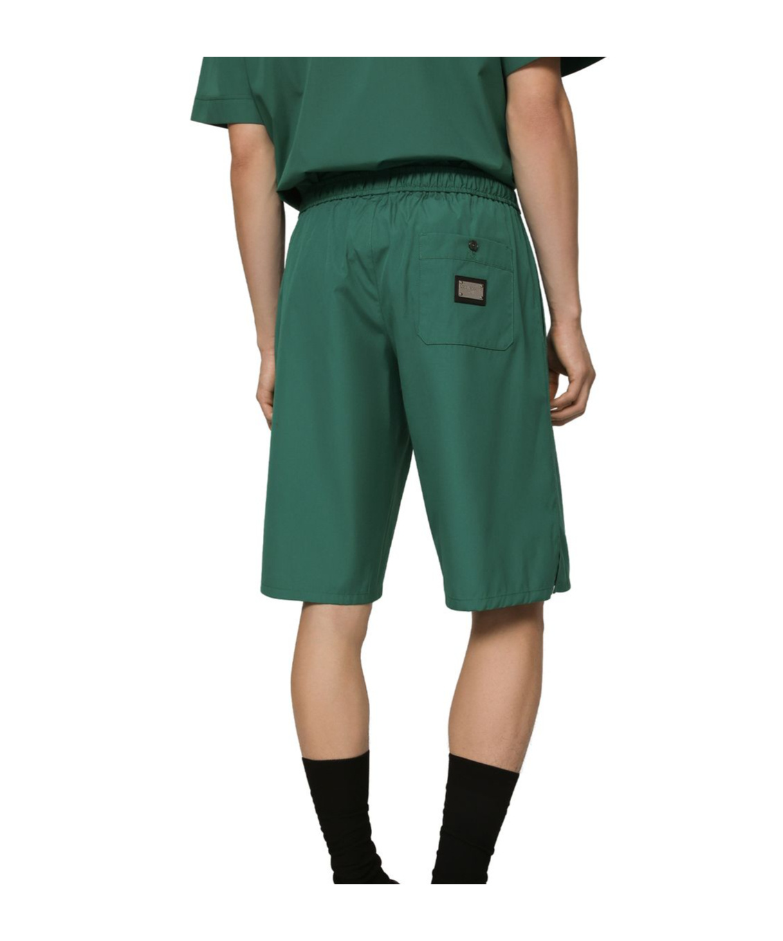 Shop Dolce & Gabbana Cotton Jogging Shorts With Logo Tag In Green