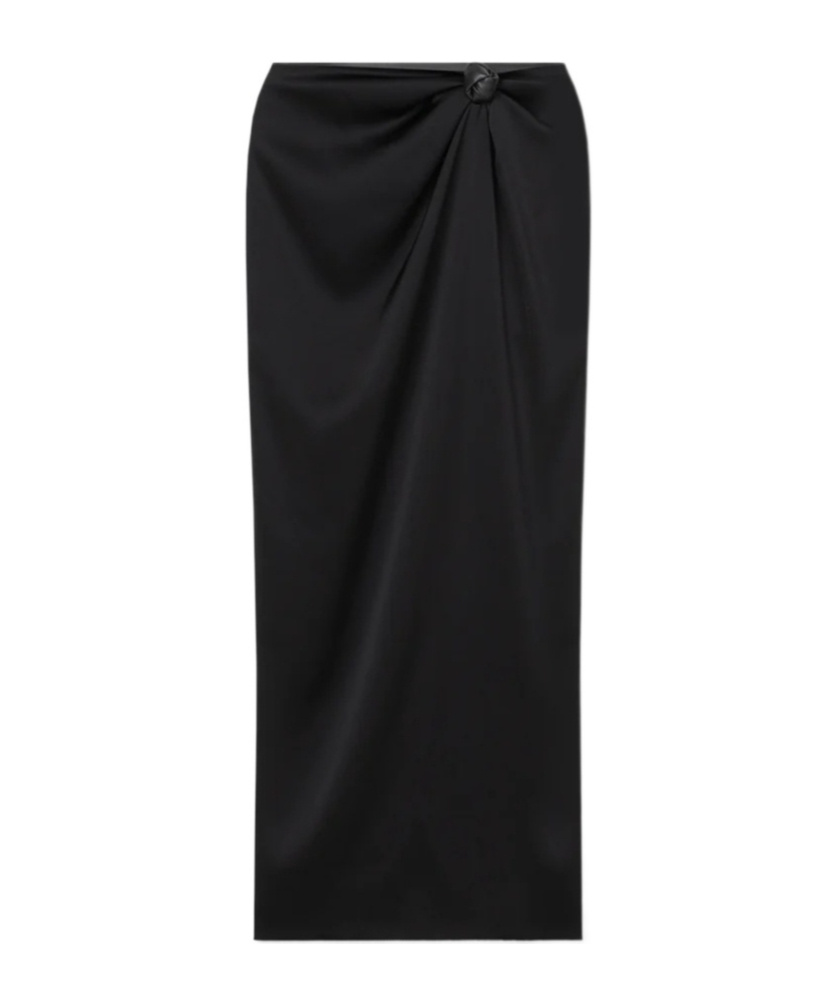 Nanushka Satin Knotted Midi Skirt In Black