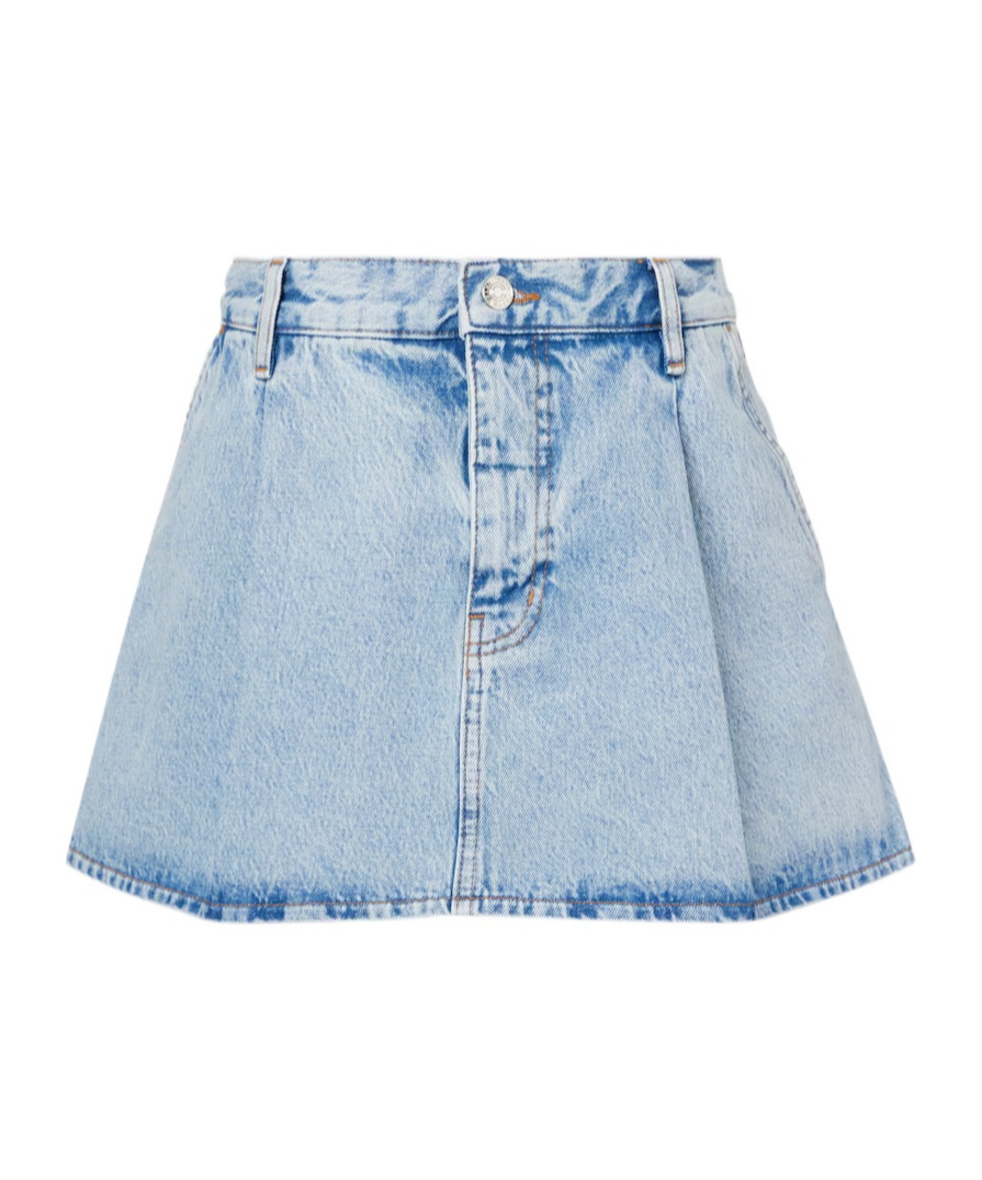 Frame High-waisted Denim Skirt In Blue