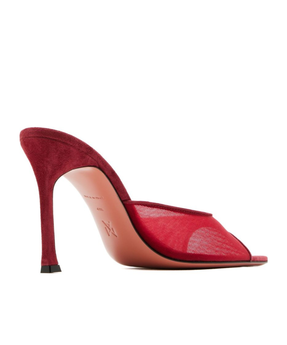 Amina Muaddi Women Alexa Mesh Mules In Red