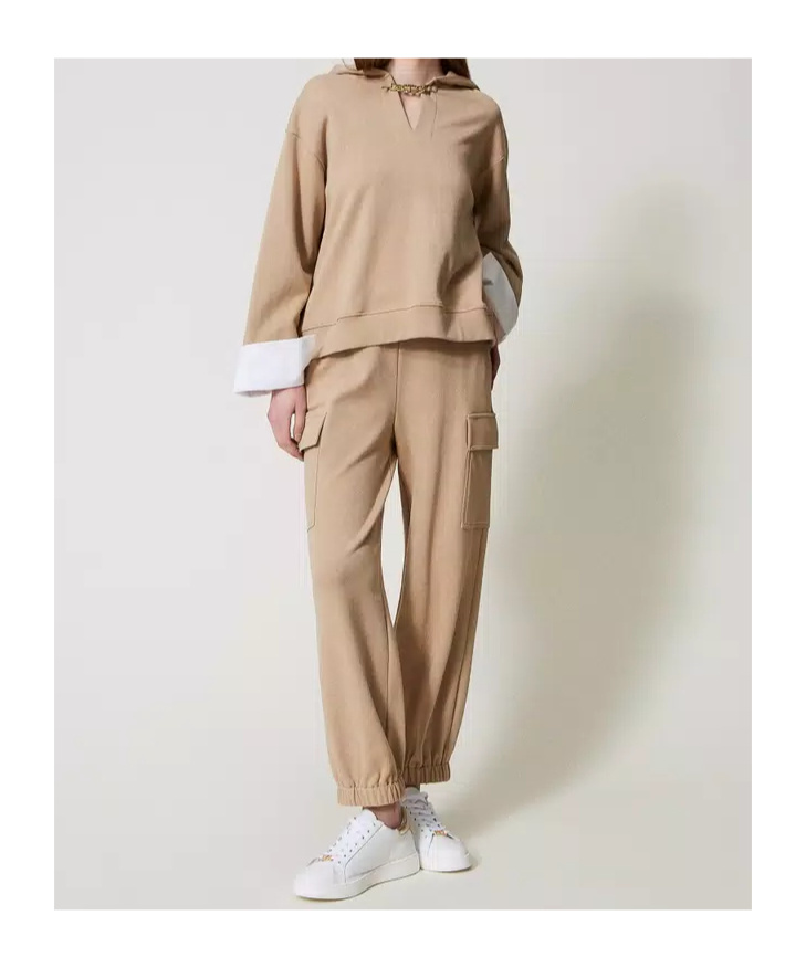 Twinset Cargo Track Pants In Neutral