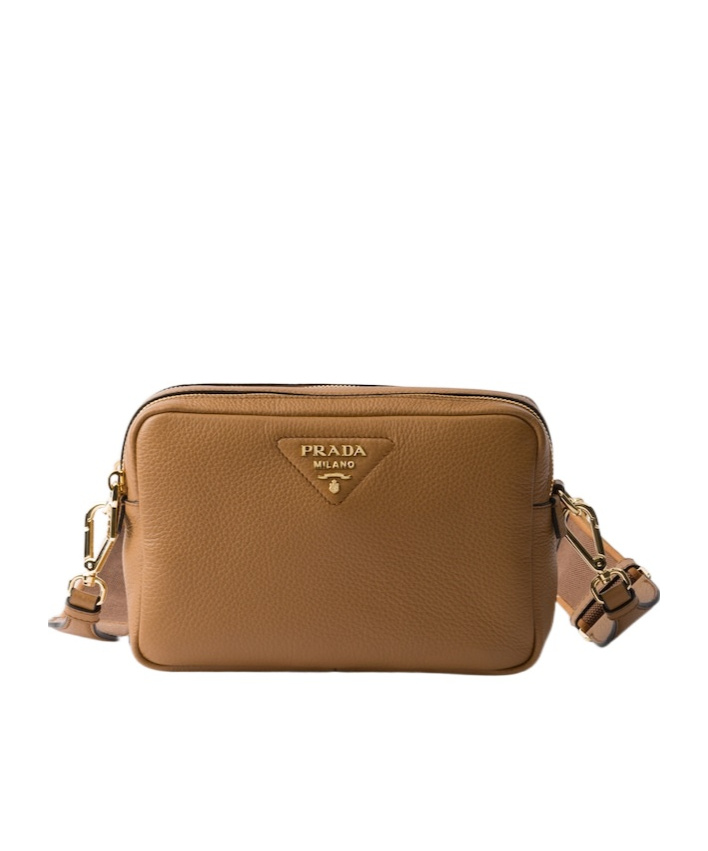 Prada Daino Soft Leather Camera Crossbody Bag In Neutral