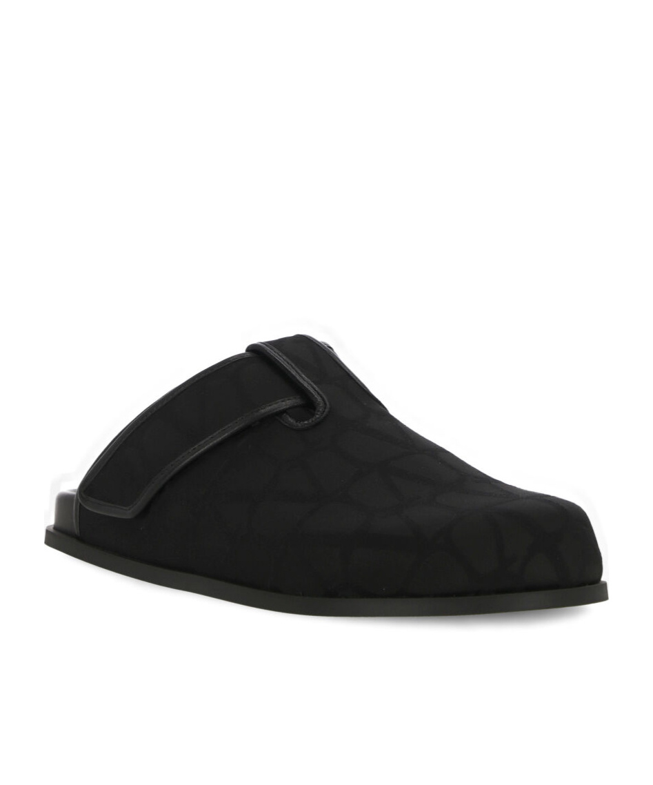 Valentino Men's Sabot With Toile Iconographe Motif In Black