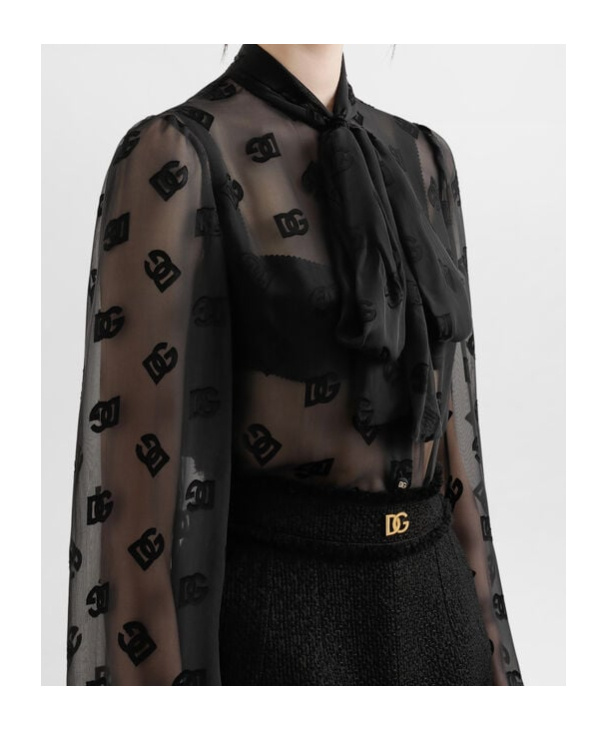 Dolce & Gabbana Logo-jacquard Shirt In Black