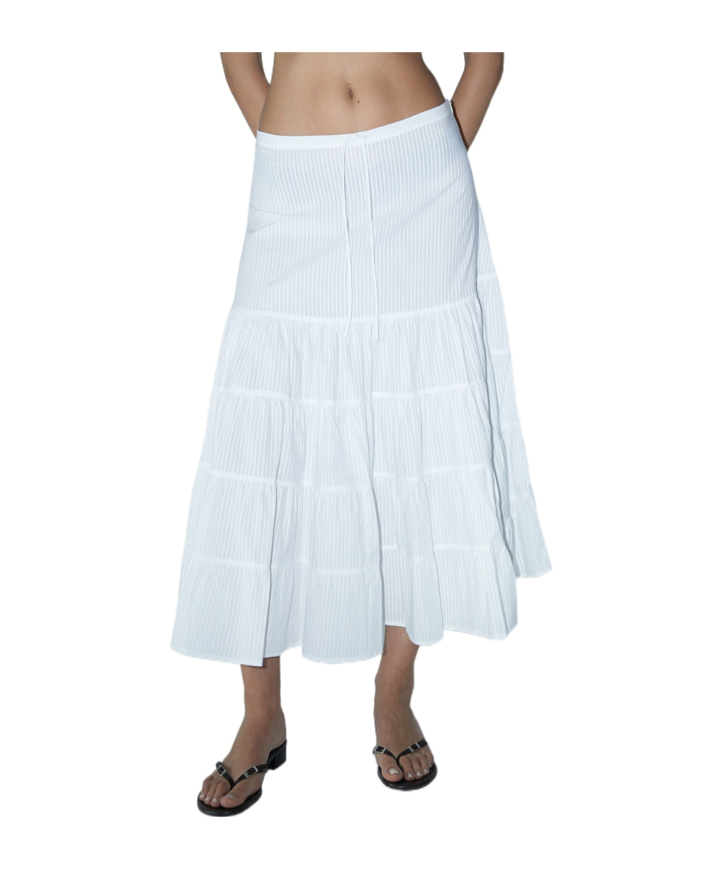 Paloma Wool Long Etoile Stripe Tiered Cotton Maxi Skirt In White