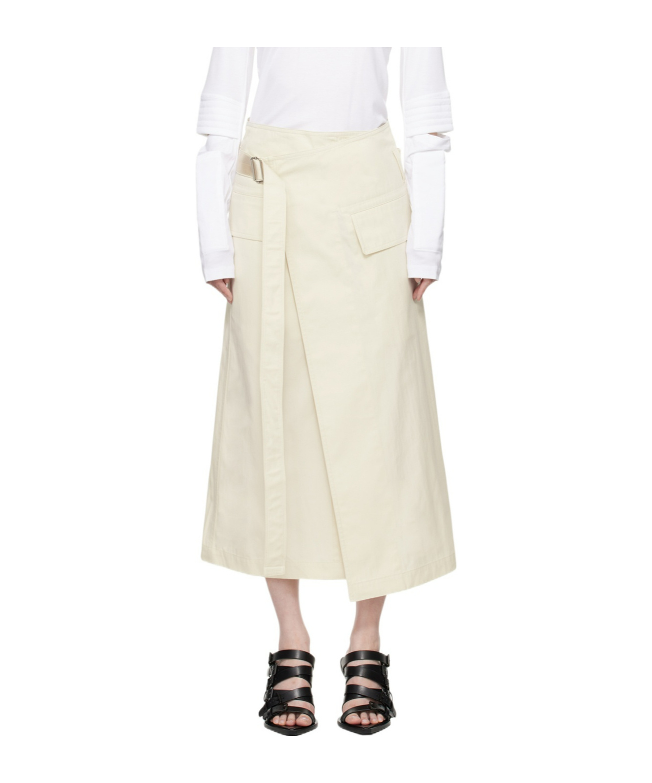 Helmut Lang Trench Wrap Skirt In White