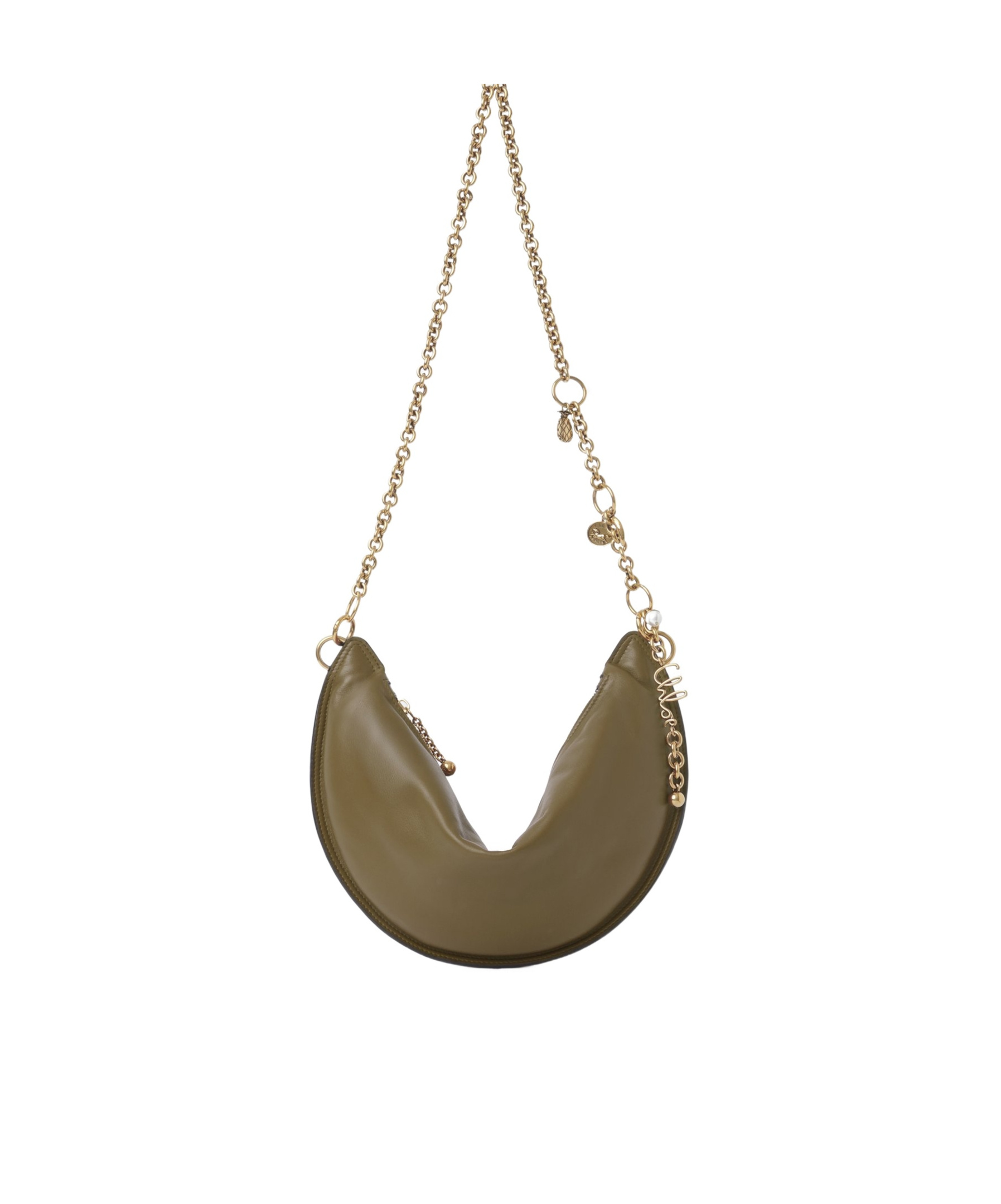 Chloé Crescent Chain Shoulder Bag In Green