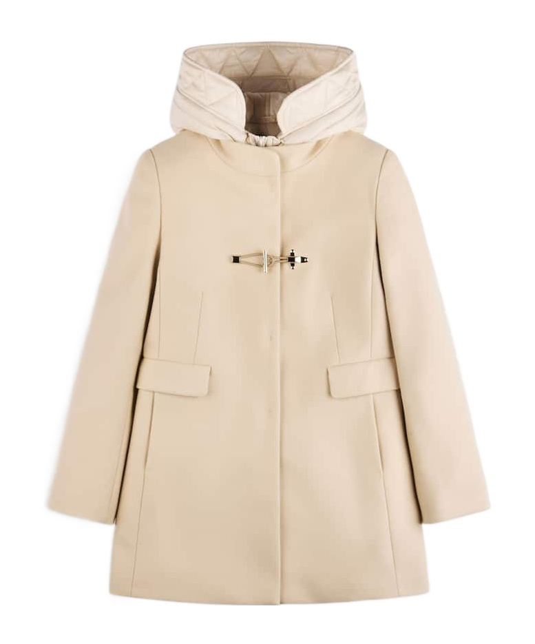 Fay Front Nylon Toggle Double Breasted Coat In Nude