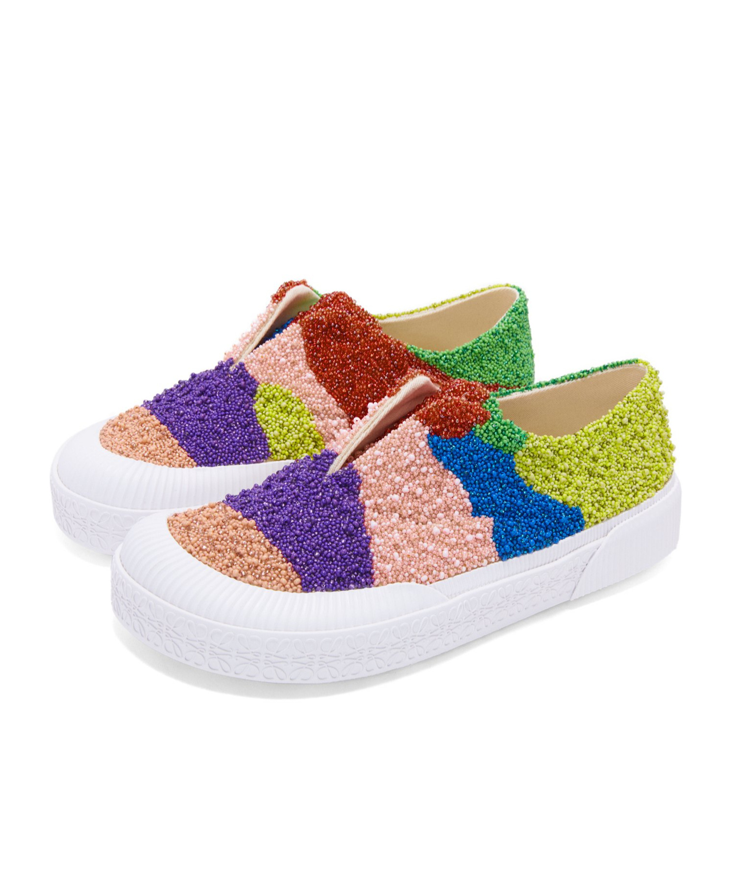 Loewe Slip On Terra Vulca In Tessuto Decorato Uomo In Multi-color