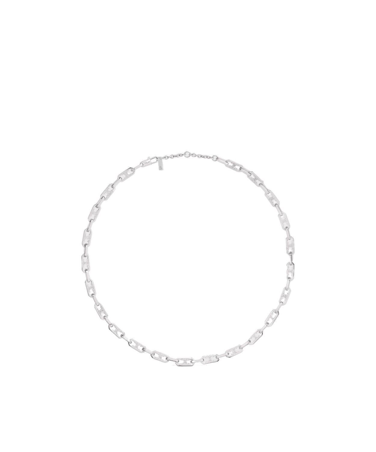 Celine Triomphe Small Octagon Necklace In Brass With Rhodium Finish In Silver