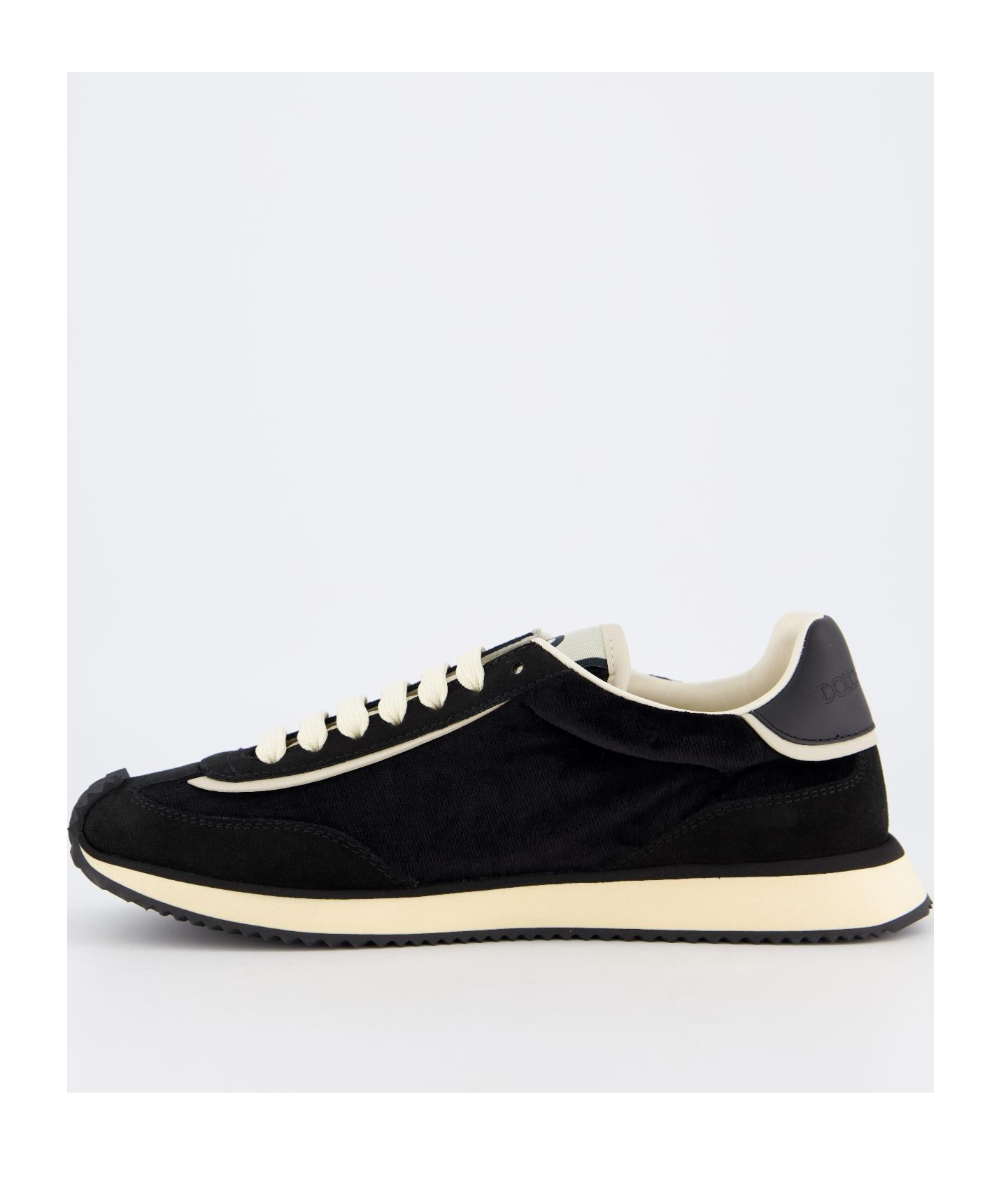Dolce & Gabbana Low Top Leather Sneakers With Contrast Sole In Black