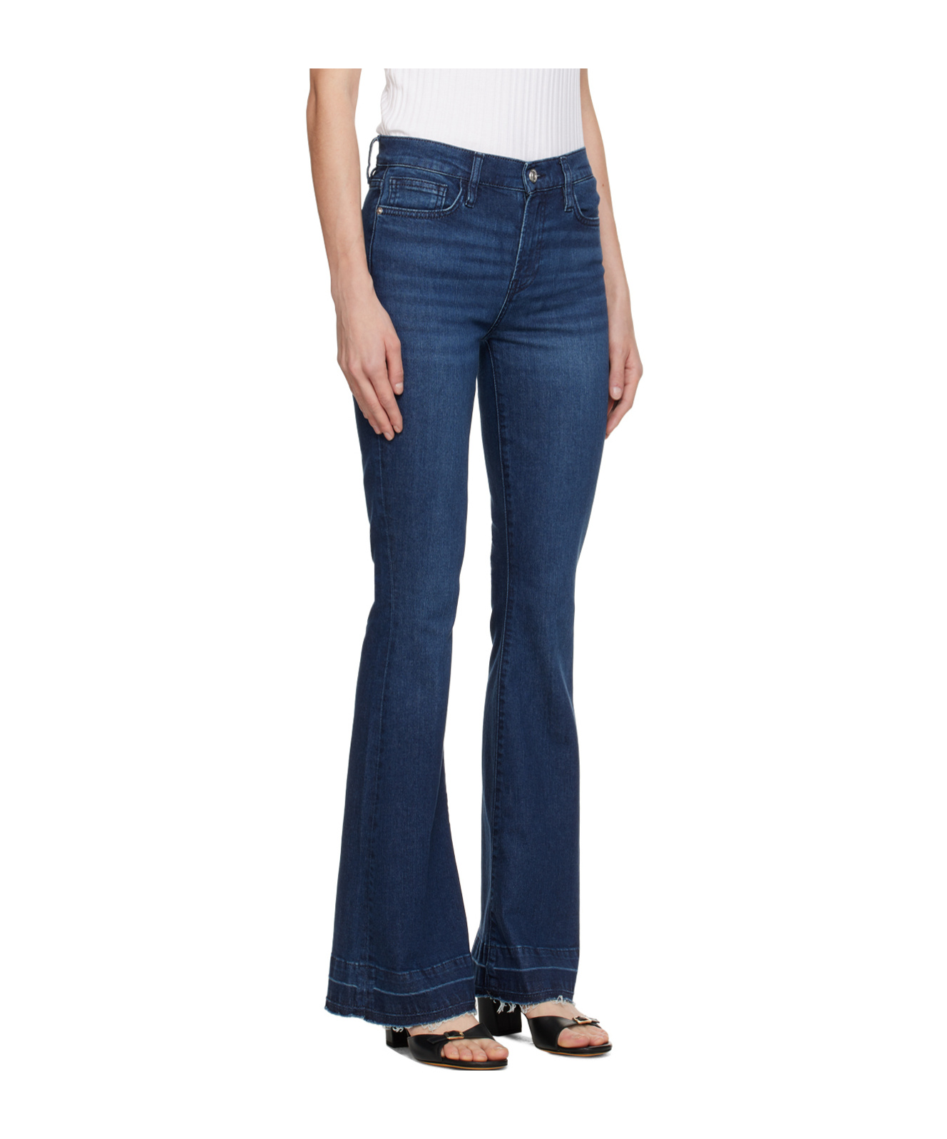 Frame High-rise Zipper Jeans In Blue