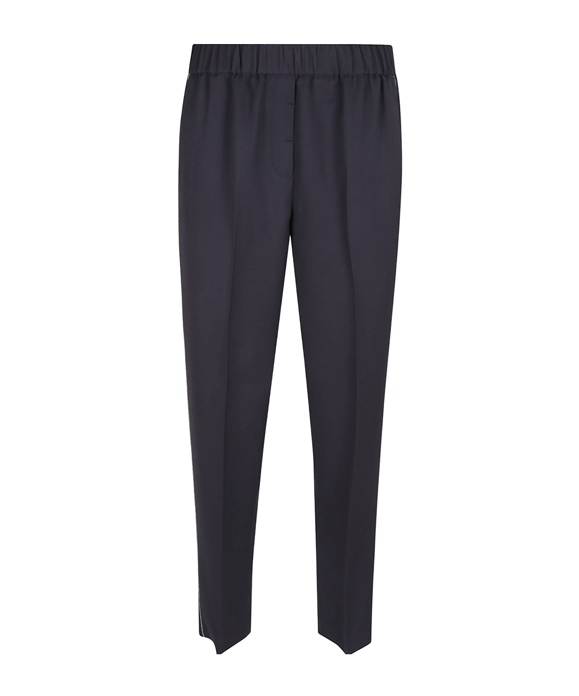 Peserico Tailored Black Trousers With Elastic Waistband In Blue