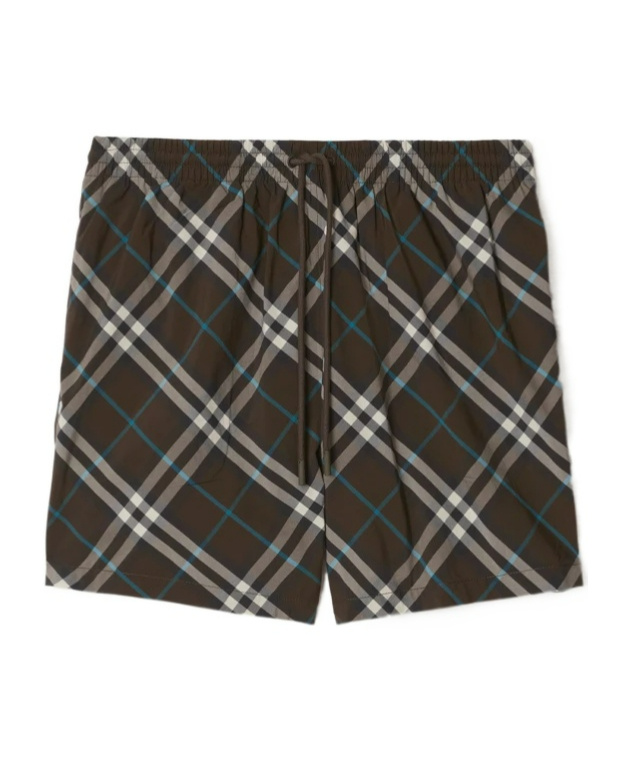 BURBERRY CHECKED DRAWSTRING-WAIST SWIM SHORTS