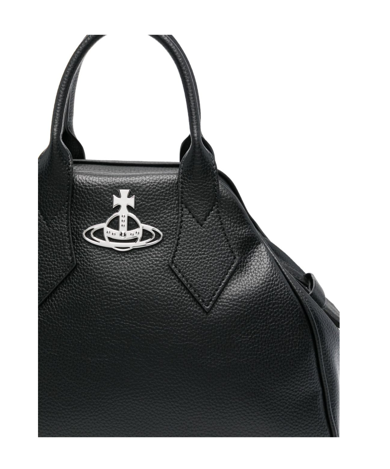 Vivienne Westwood Faux Leather Shoulder Bag With Pebbled Texture In Black