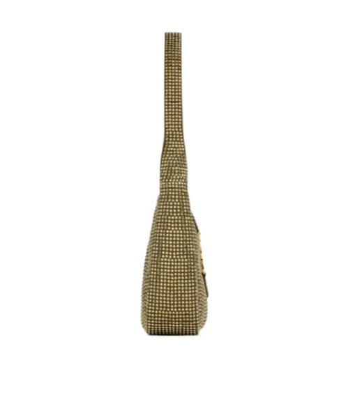 Saint Laurent Le 5 À 7 Supple Baby In Silk Satin And Crystals In Green