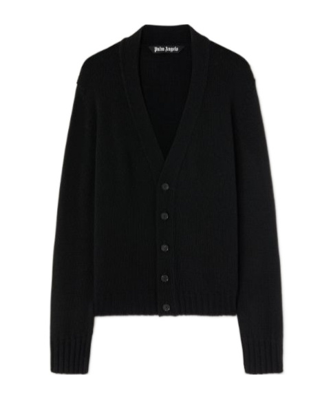 Palm Angels Logo-intarsia Cardigan In Black