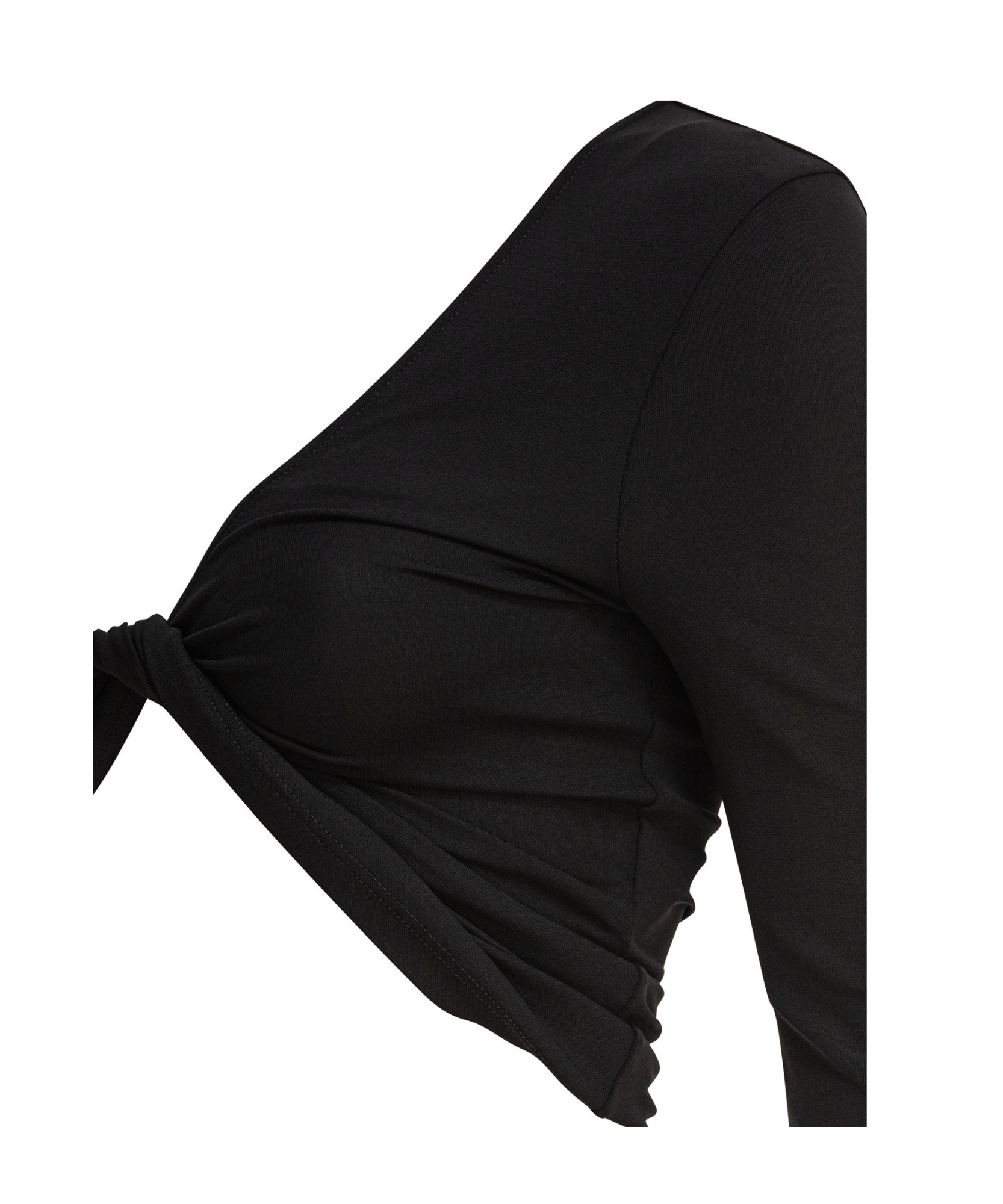 Courrèges Cropped One-shoulder Twist Front Long Sleeve In Black