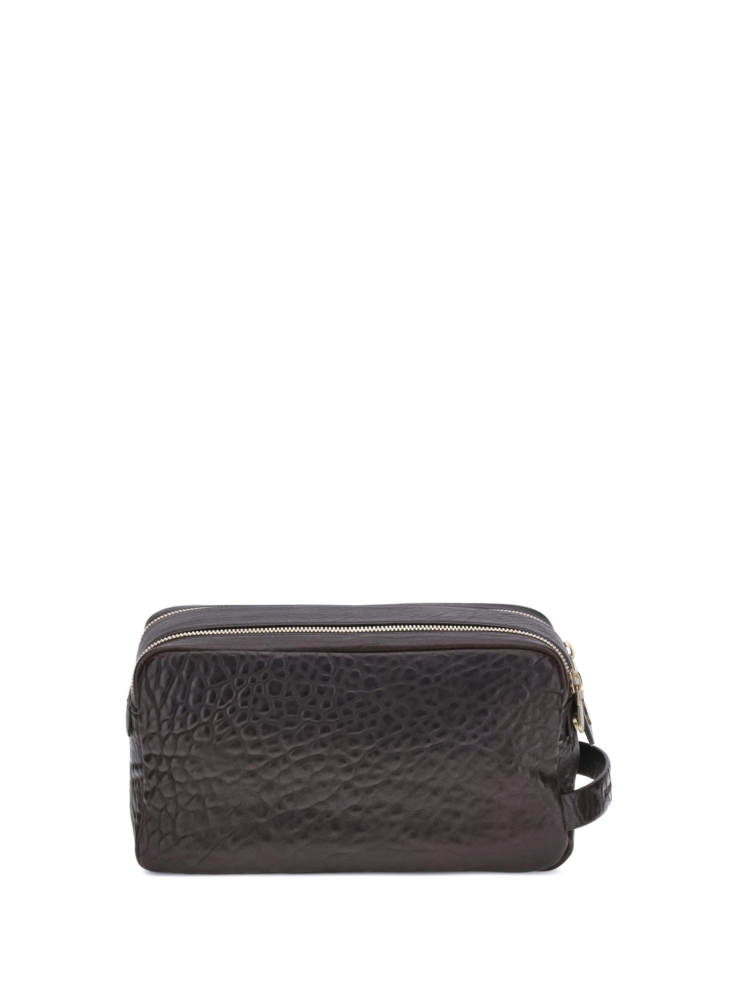 Brunello Cucinelli Double Zipper Textured Leather Beauty Case