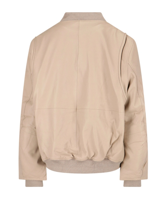 Remain Birger Christensen Long-sleeved Leather Jacket In Nude