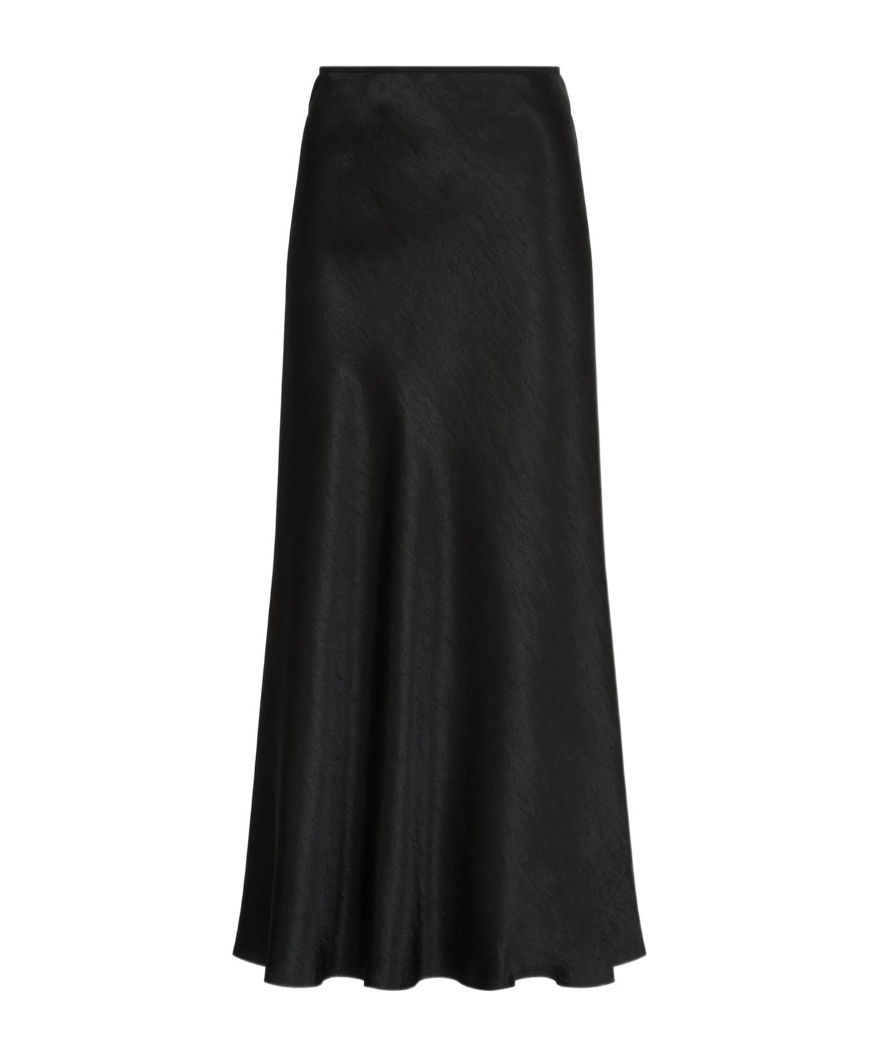 Maison Margiela Midi A-line Satin Skirt High Waist In Black