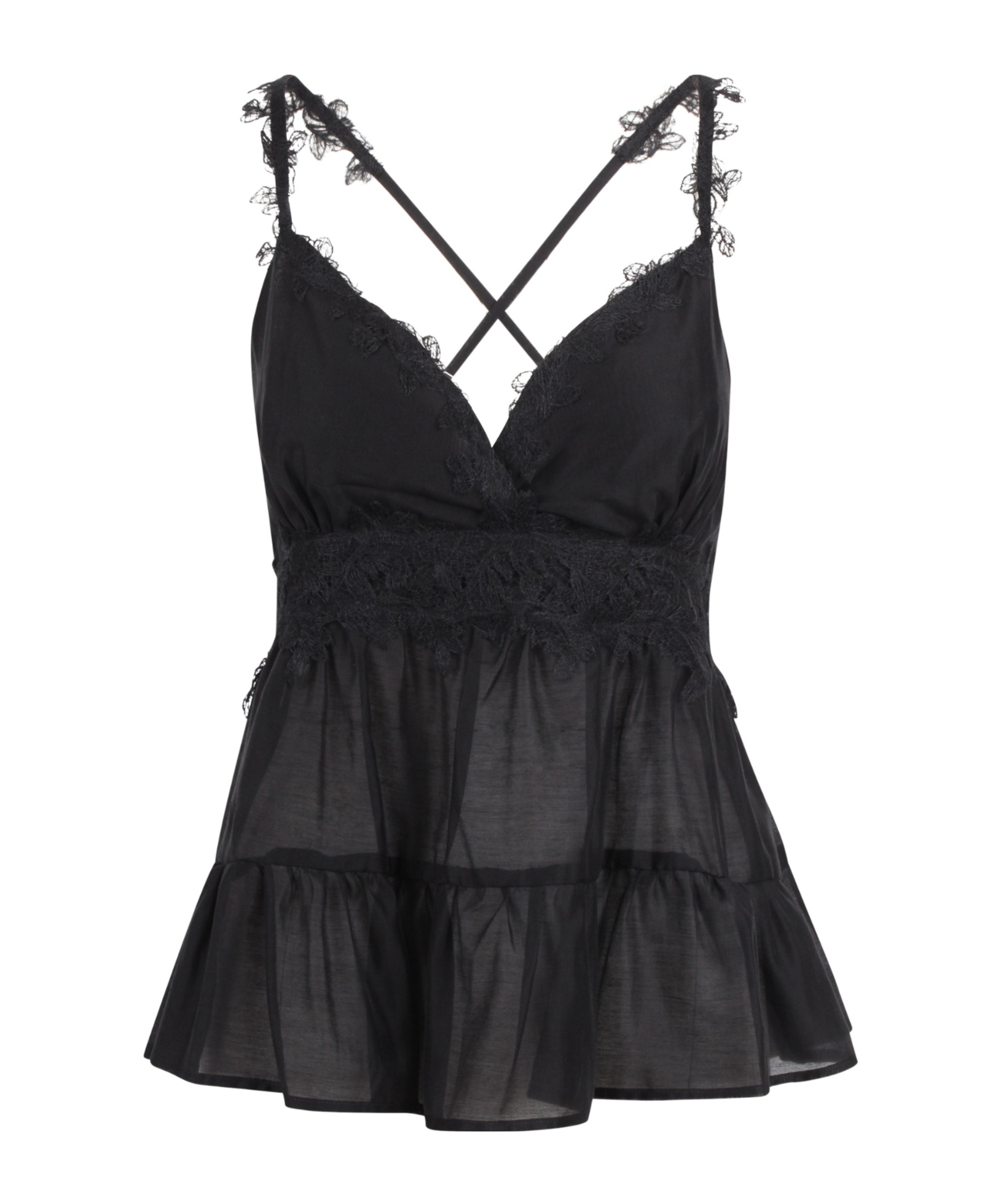 Ermanno Firenze Lace Detail Camisole In Black
