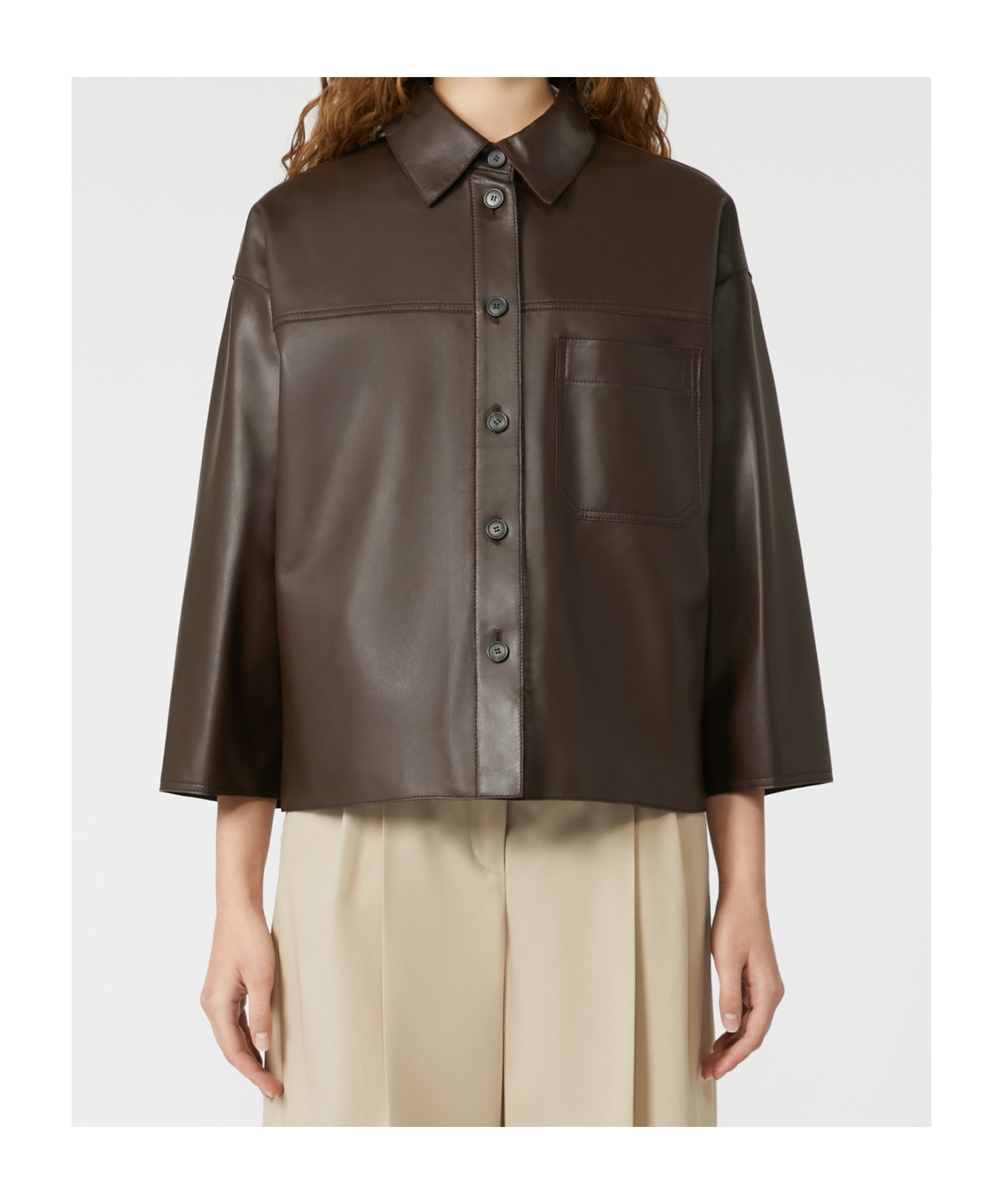 Max Mara Relaxed Fit Lamb Leather Jacket With Classic Collar