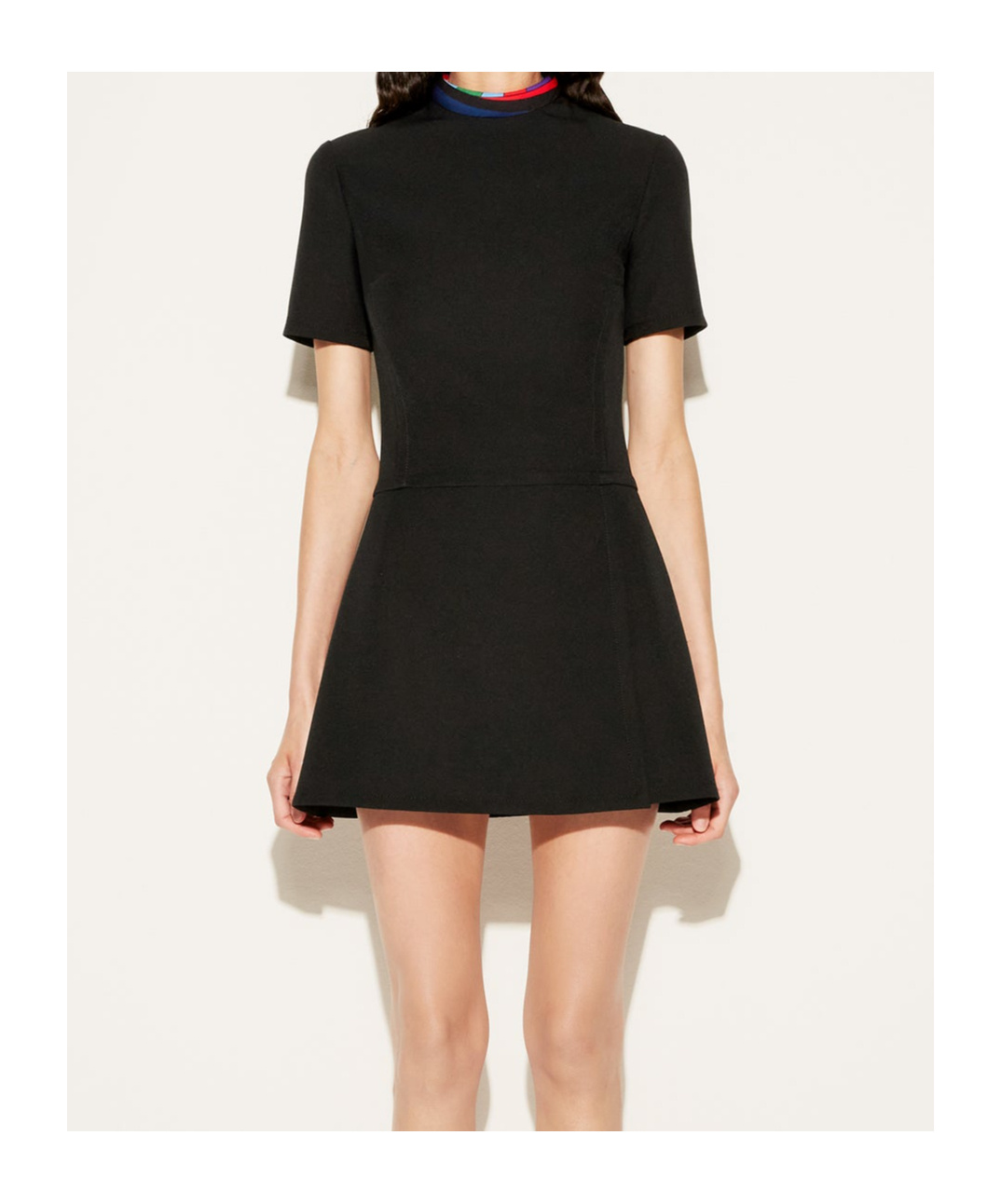 Pucci Mini Dress With Colorful Collar And Short Sleeves In Black
