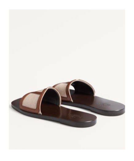 Shop Valentino Viva Superstar Slide Sandal In Canvas Fabric And Nappa Leather In Black